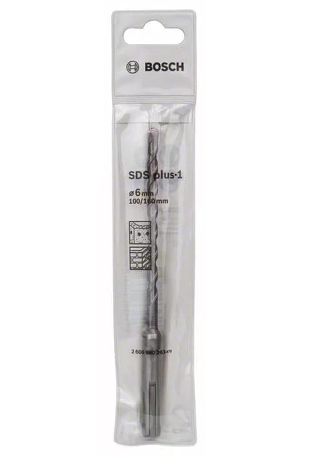 BOSCH Sds Plus 1 Drill Bit For Rotary Hammer Drills Optimised For Drilling In Concrete 2 Flute U Shape Flute Design Provides Effective Dust Removal 6.00 Mm Diameter 160 Mm Total Length 1 Pcs