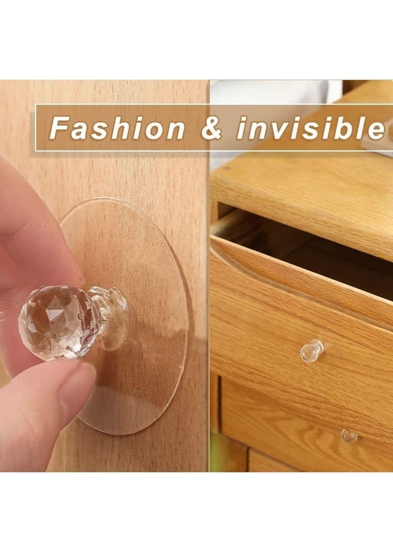 Generic Crystal Glass Door Knob Self Adhesive Clear Polished Acrylic Crystal Shaped Pulls Handles Knobs for Wardrobe Kitchen Cupboard Bathroomabinet Knop for Drawers Set of 4  - Image 3
