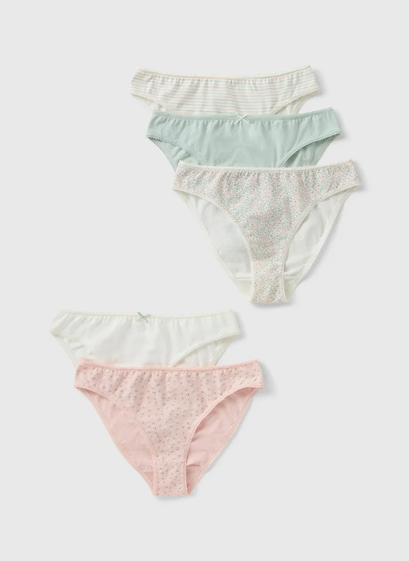 ماتلان 5 Pack Multi Stripe High Leg Knickers