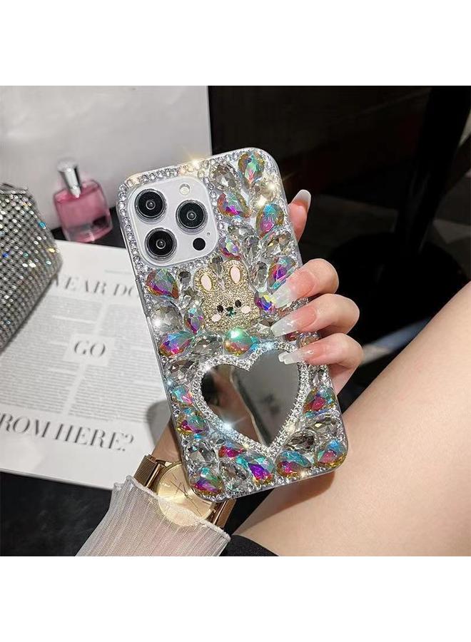 زبون جراب لهاتف iPhone 12 Pro Max مصنوع يدويًا من مادة الألماس على شكل أرنب مرآة - Image 1