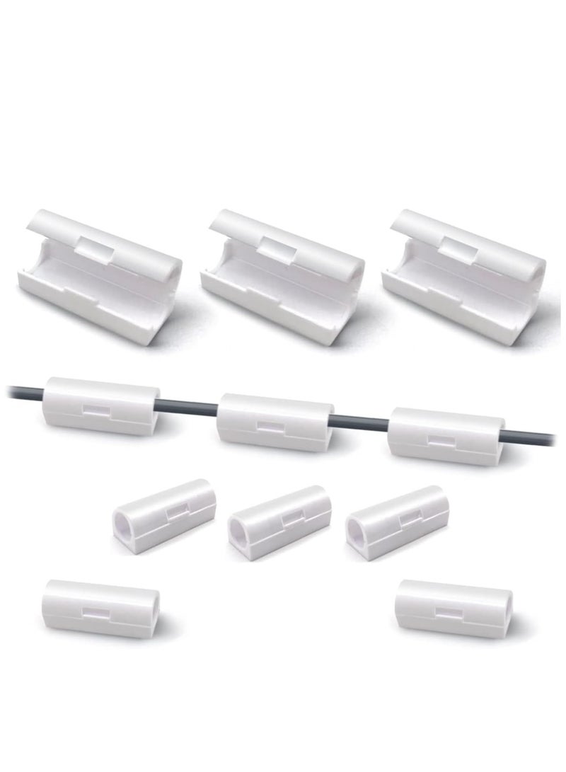 SYOSI 40 Pcs Cable Holder Self Adhesive Organisers Clip Wire Round Management for Tidy Desk Office and Home and Organise Wires White Small - Image 1