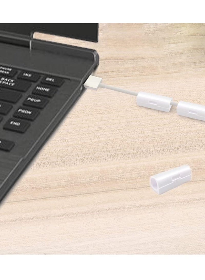 SYOSI 40 Pcs Cable Holder Self Adhesive Organisers Clip Wire Round Management for Tidy Desk Office and Home and Organise Wires White Small - Image 3