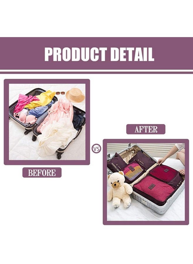 Styleys Styleys Set Of 6 Packing Cubes Travel Organizer (Maroon) (S1037) Polyester - Red  - Image 5