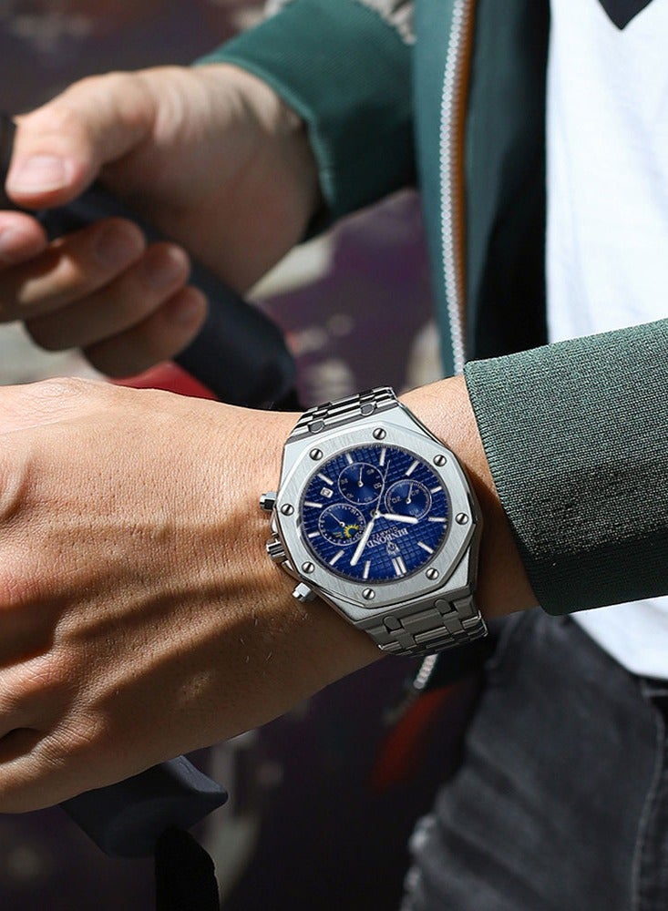 BINBOND Watches for Man Casual Watch Luxury Luminous Wristwatch Stainless Steel Waterproof Men Date Calendar Clock - Image 5