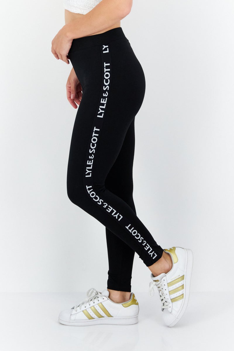 Lyle & Scott Women Brand Logo Leggings, Black  - Image 2