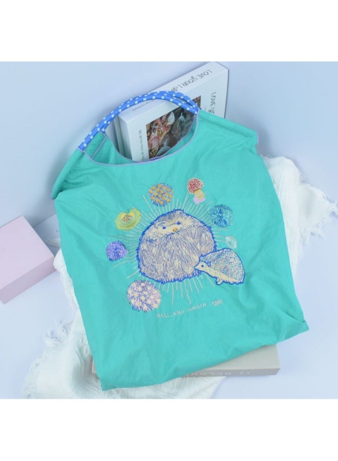 Fashionable Summer Japanese Style Ball Chain Embroidery Large Capacity Women's Shoulder Bag Trendy Crossbody Bag For Motorcycle-Color:Blue Tassel Frame-Size:Large - Image 4