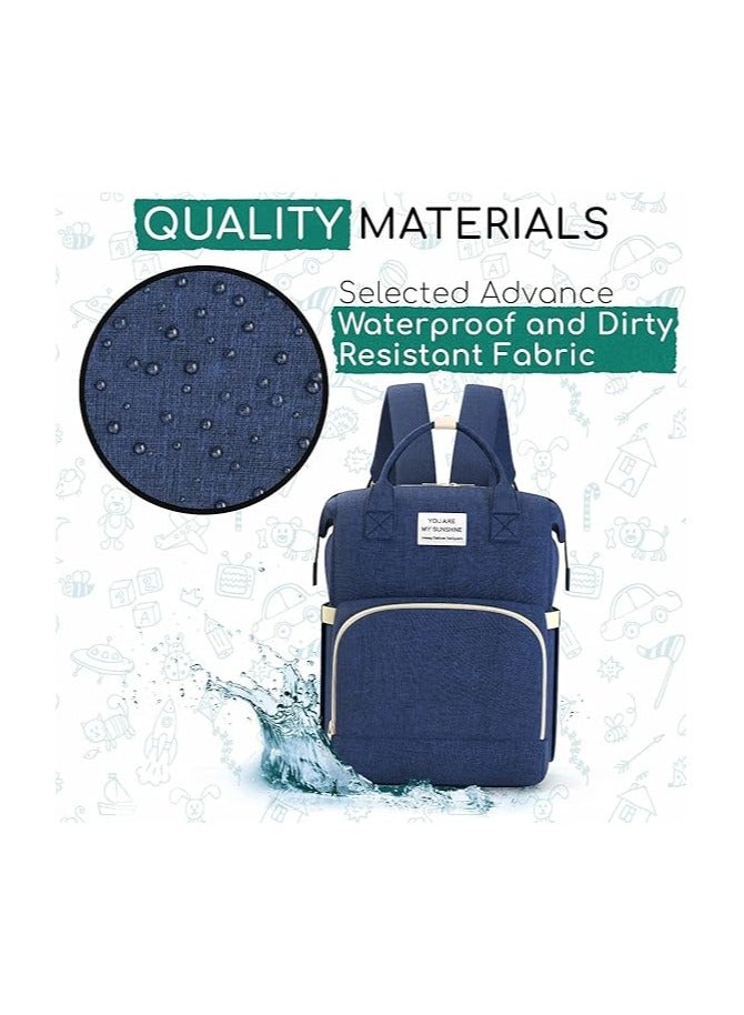 Multifunctional 3 in 1 Diaper Bag with Changing Station | Diaper Bag Backpack with Bassinet | Travel Baby Bed, Deep Blue,  - Image 4