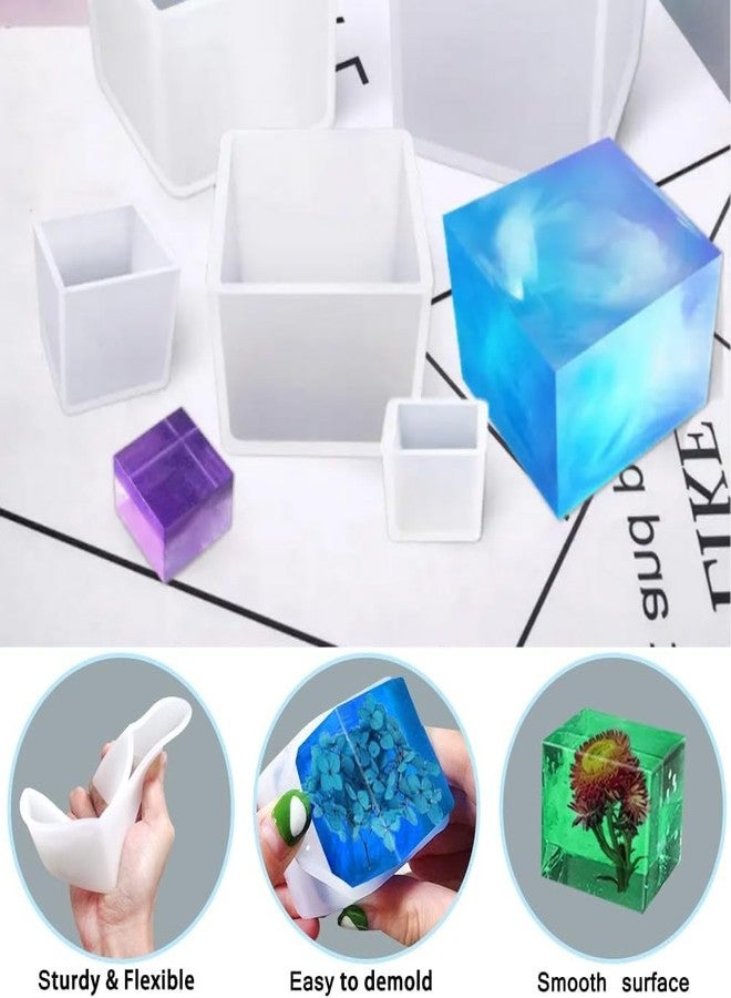 Accfore 6 Pcs Sphere+Cube Resin Casting Molds, Transparent Silicone, DIY Seamless Crystal Ball & Square Molds for Resin Candle Soap Bath Bomb Home Decoration - Image 5