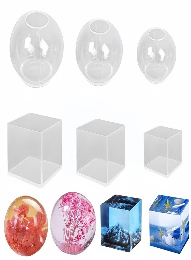 Accfore 6 Pcs Sphere+Cube Resin Casting Molds, Transparent Silicone, DIY Seamless Crystal Ball & Square Molds for Resin Candle Soap Bath Bomb Home Decoration - Image 1