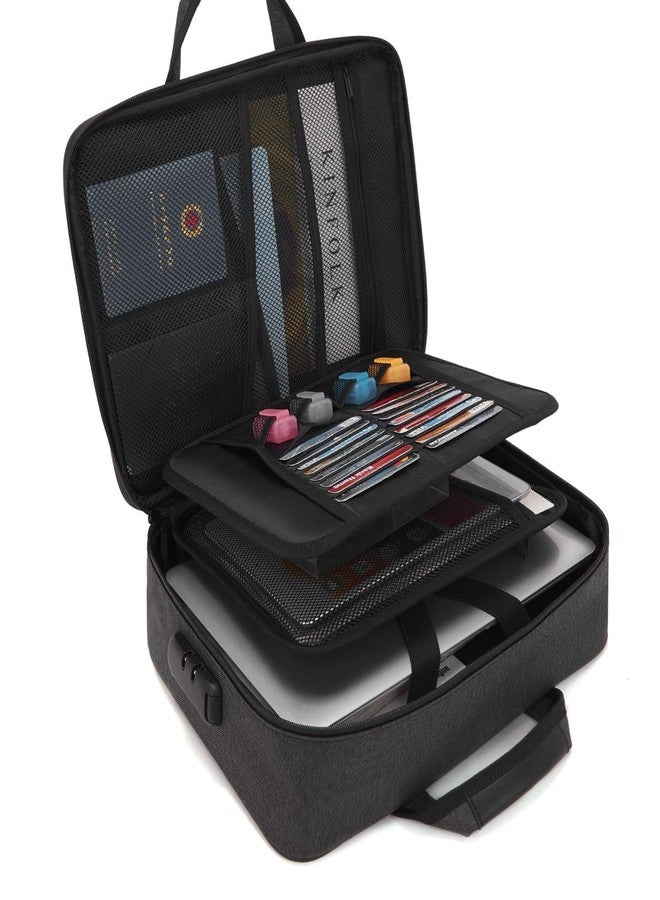 BARDOLPH Document Organizer，Document Box with Lock，Portable Home Travel Safe Storage for Important Documents, Files and More, Grey - Image 2