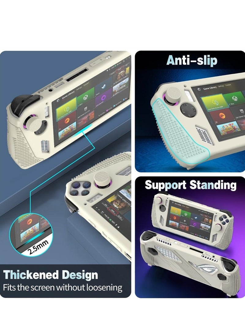 for Rog Ally Stand Protective Case, Silicone Accessories Protector, Full Protection Kickstand, Anti-Scratch Drop-Proof Non-Slip Full Protective Rog Ally Case with 2 Pair Thumb Grips