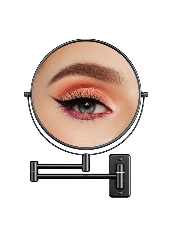 Benbilry - 9" Large Size Wall Mounted Makeup Mirror, 1X/10X Magnifying Double Sided Shaving Mirror for Bathroom, 360° Swivel Extendable Arm Black - Image 1