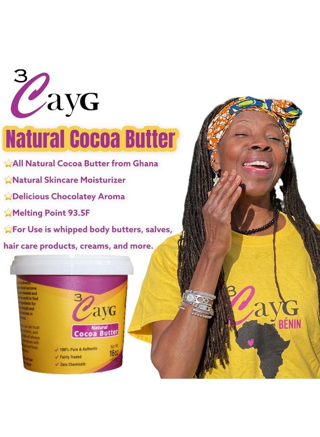 3CayG Natural Cocoa Butter 1Lb Raw Unrefined Luxurious Skin Moisturizer And Hair Conditioner - Image 3