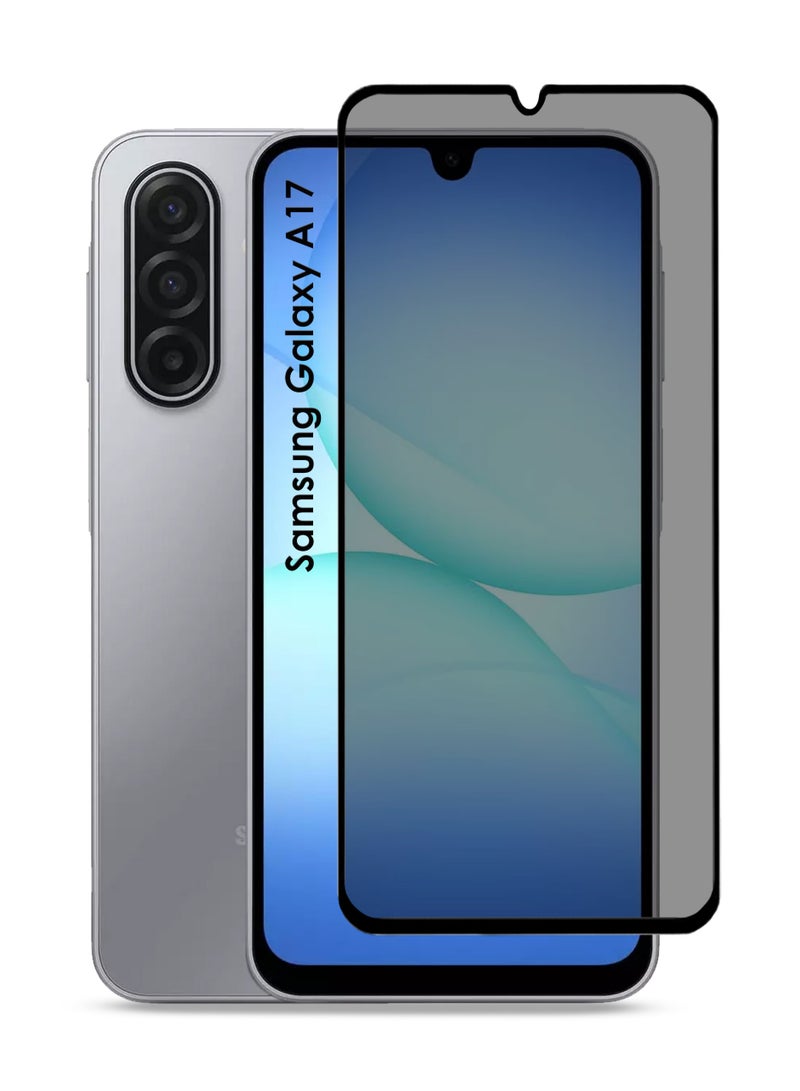 Samsung Galaxy A17 Privacy Invisible Shield Tempered Glass Full Glue Screen Protector - Samsung Galaxy A17 Premium Full Coverage Anti Spy Privacy Tempered Glass Protector For Samsung Galaxy A17, Black Edge Anti Spy Tempered Glass Film with Easy Installation Tool, Case Friendly and scratch resistant - Privacy Glass - Image 1