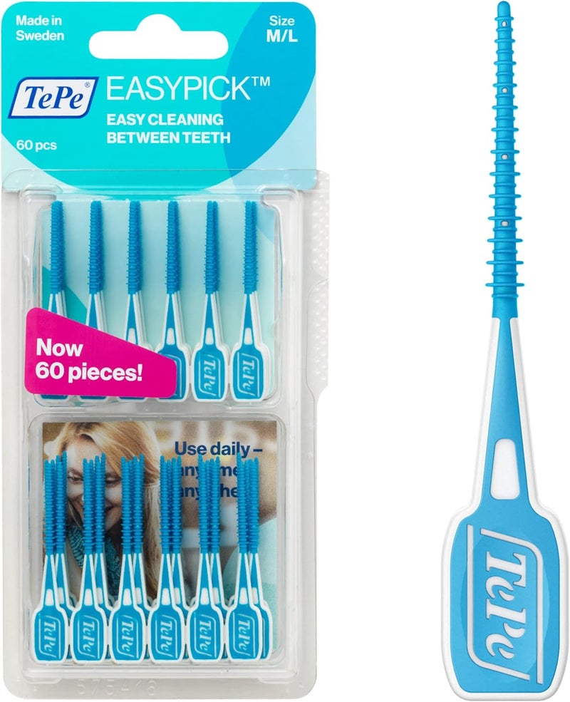 TePe EasyPick Toothpicks Blue ISO ML 60pcs Dental Plaque Removal Tool efficient and Easy Cleaning Between The Teeth toothpicks for Small Gaps - Image 1