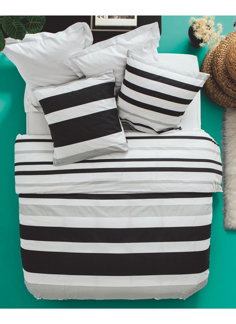 Home-Tex Design King Size 100% Cotton 6 Piece Bed Set with reversible Duvet cover - 1 Solid Dyed Flat Sheet 240x260 cm 1 Printed Duvet Cover 240x200 cm 4 Pillows 50x80 cm Design Fermanville  - Image 1