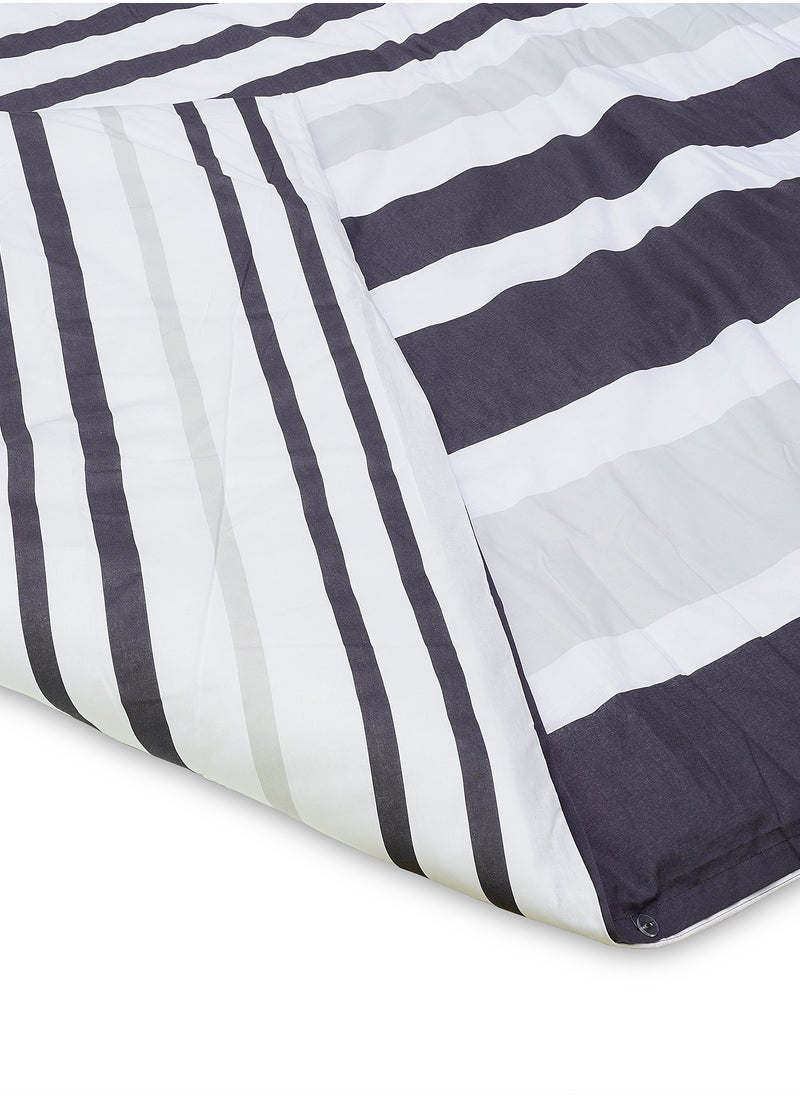 Home-Tex Design King Size 100% Cotton 6 Piece Bed Set with reversible Duvet cover - 1 Solid Dyed Flat Sheet 240x260 cm 1 Printed Duvet Cover 240x200 cm 4 Pillows 50x80 cm Design Fermanville  - Image 5