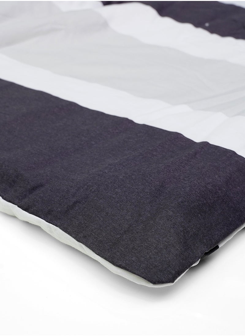 Home-Tex Design King Size 100% Cotton 6 Piece Bed Set with reversible Duvet cover - 1 Solid Dyed Flat Sheet 240x260 cm 1 Printed Duvet Cover 240x200 cm 4 Pillows 50x80 cm Design Fermanville  - Image 3