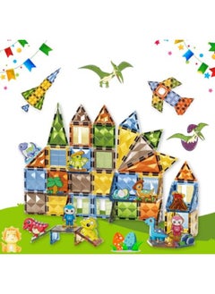 AlsayedP 90 Pcs Diamond Magnetic Bricks Dinosaur Paradise Creative Magnetic Building Blocks Toy Set for Kids Educational Magnetic Tiles for Boys and Girls (Dinosaur 90pcs)  - Image 1