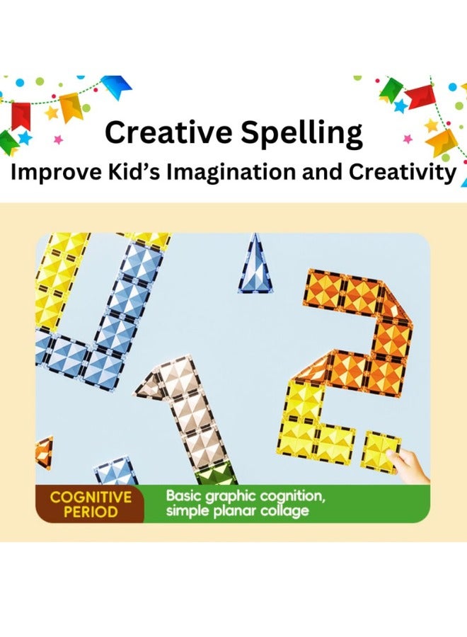 AlsayedP 90 Pcs Diamond Magnetic Bricks Dinosaur Paradise Creative Magnetic Building Blocks Toy Set for Kids Educational Magnetic Tiles for Boys and Girls (Dinosaur 90pcs) - Image 5