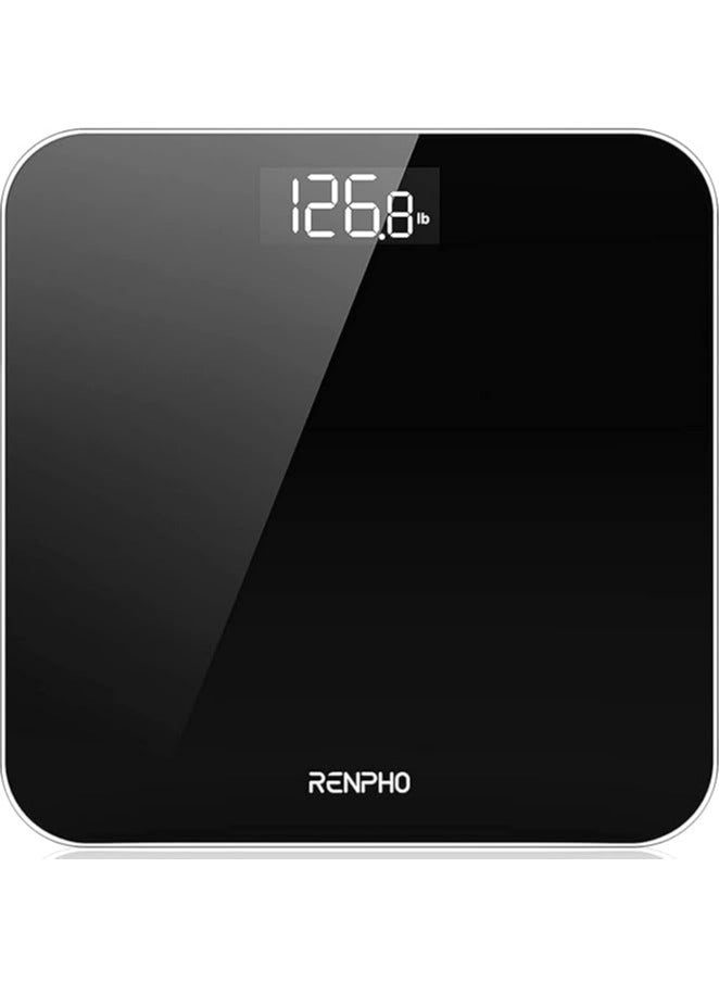 RENPHO Digital Bathroom Scale, Highly Accurate Body Weight Scale with Round Corner Design, Lighted LED Display, 400 lb, Black - Image 1