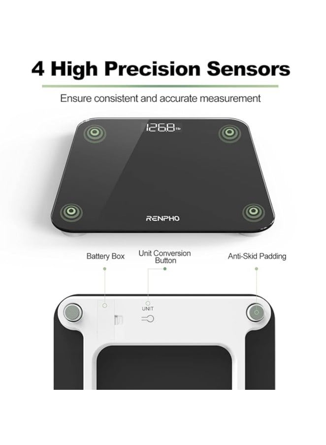 RENPHO Digital Bathroom Scale, Highly Accurate Body Weight Scale with Round Corner Design, Lighted LED Display, 400 lb, Black - Image 4