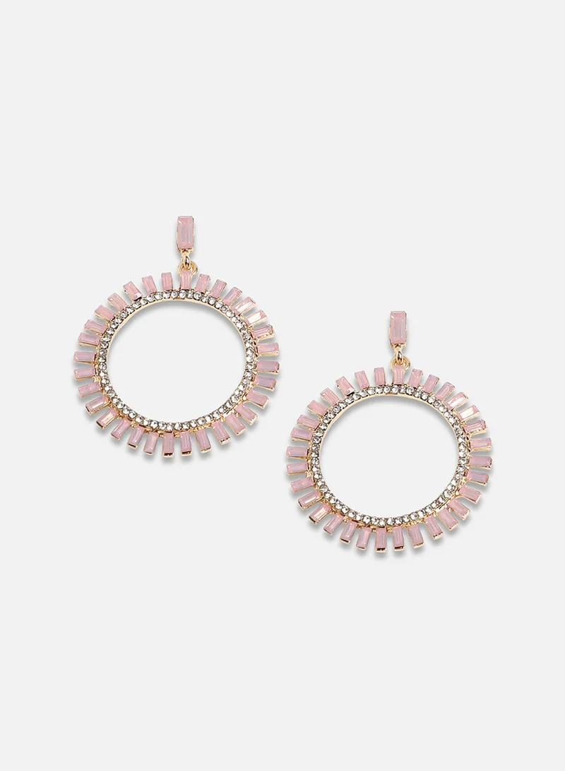 SOHI Circular Crystal Artificial Drop Earring Jewellery