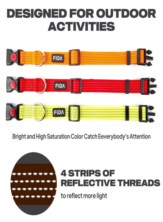 Fida Reflective Dog Collar, Nylon Dog Collars with Neon Colors for Small/Medium/Large Dogs, High Visibility Dog Collars with Safety Locking Buckle(Large, Neon Orange) - Image 4