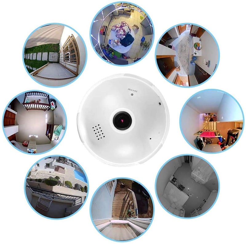 DEATTI Bulb Camera WiFi Full HD Bulb Shape Fisheye 360° Panoramic Wireless WiFi IP CCTV Security Camera with Coloured Night Vision (DECM5) - Image 2
