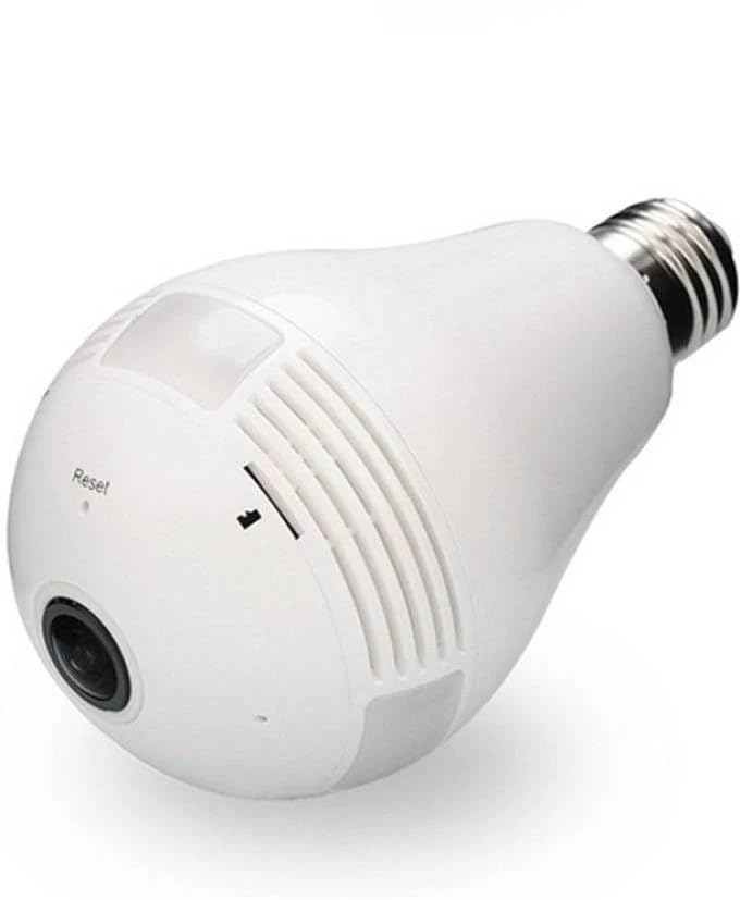 DEATTI Bulb Camera WiFi Full HD Bulb Shape Fisheye 360° Panoramic Wireless WiFi IP CCTV Security Camera with Coloured Night Vision (DECM5) - Image 1