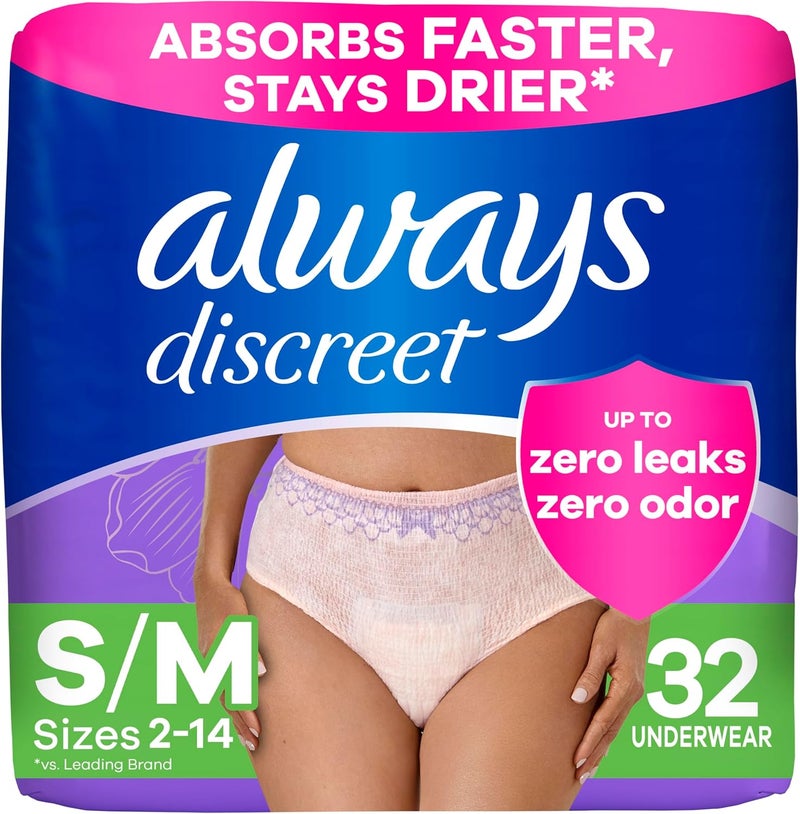 Always Discreet Underwear for Women, S/M, 32 Count - Image 1