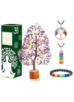 Crocon Amethyst Crystal Tree Of Life Chakra Tree Of Life Handmade Gemstone Tree Feng Shui Tree Decor Spiritual Gifts Crystal Money Tree Bonsai Crystal Gifts Healing Crystal Decor Stone Tree  - Image 1