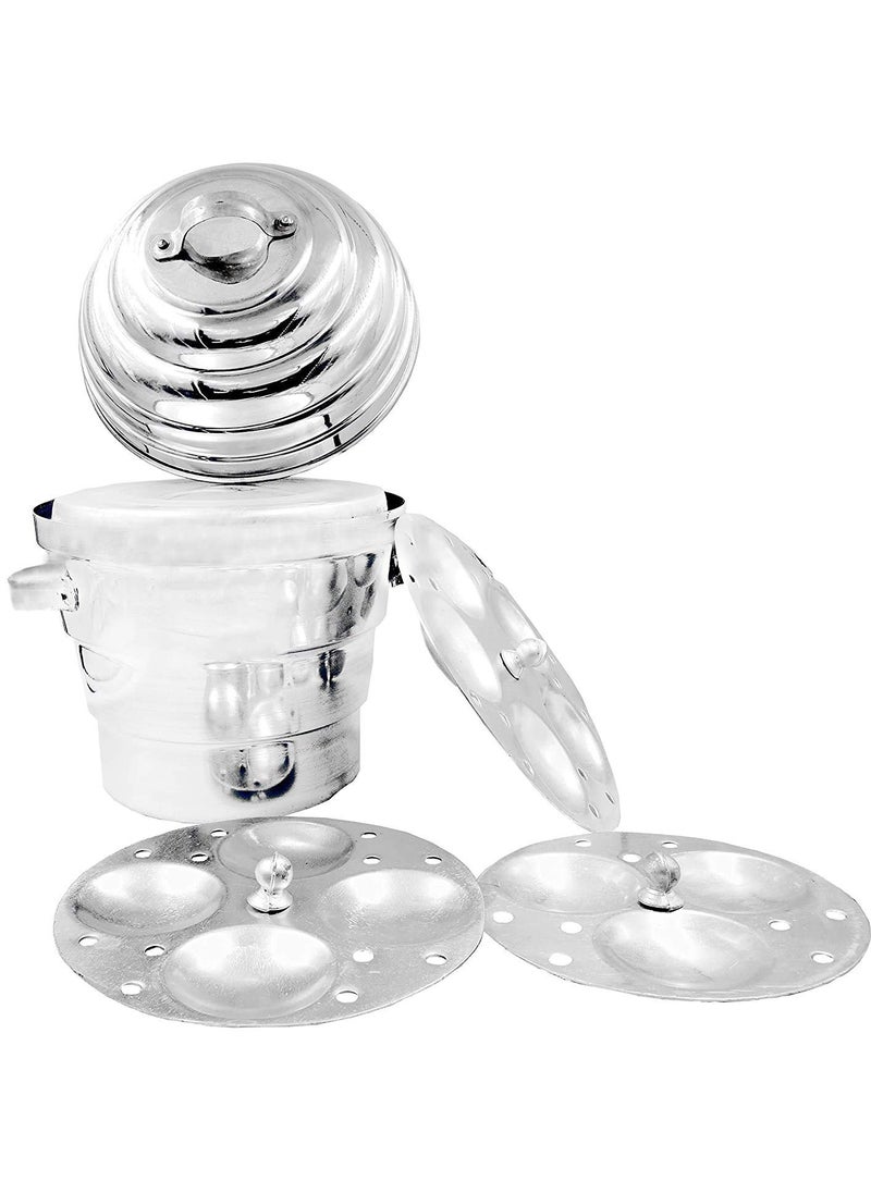Liolis Liolis Aluminium idli Maker Cooker with Total 6 Plates 3 idli Plates 12 idli 2 khaman Plates 1 dhokla Plate Silver hieght115 in Diameter 95 in  - Image 2