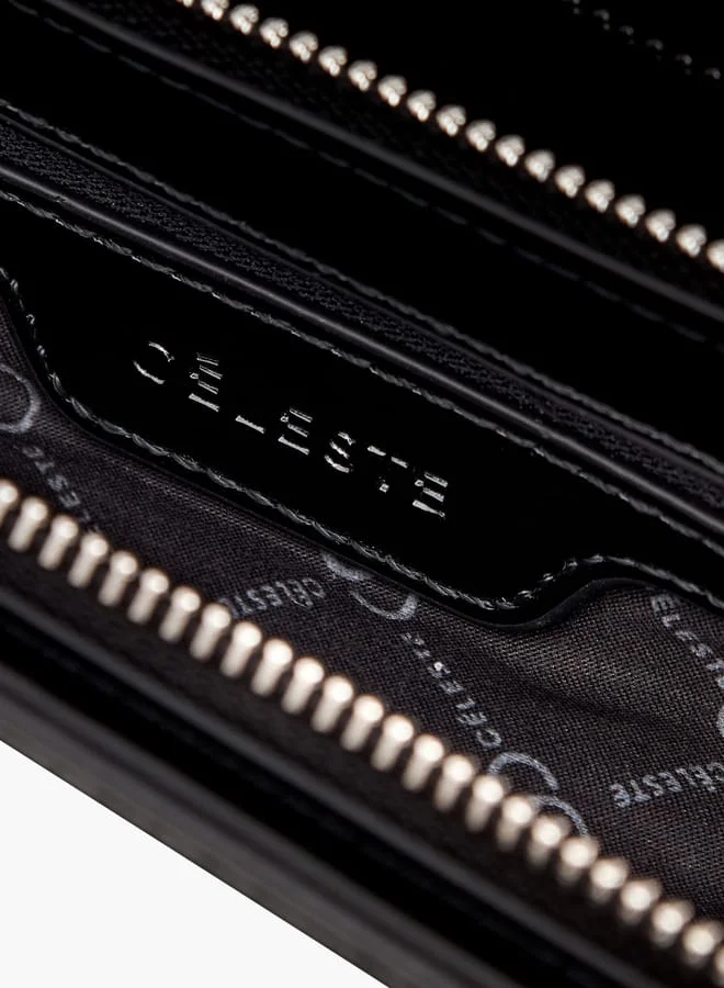 Celeste Women Embellished Clutch with Flap Closure and Chain Strap