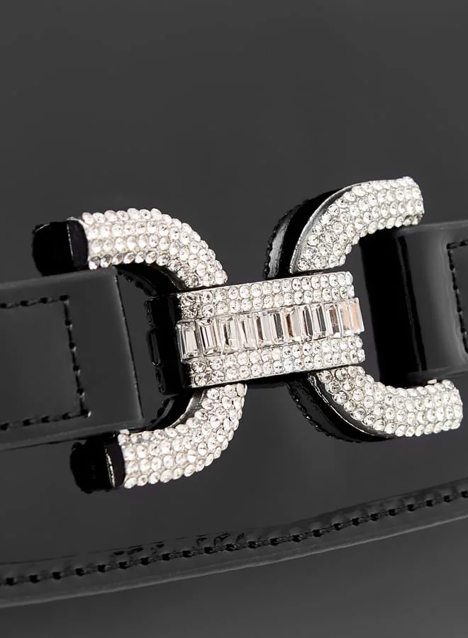 Celeste Women Embellished Clutch with Flap Closure and Chain Strap