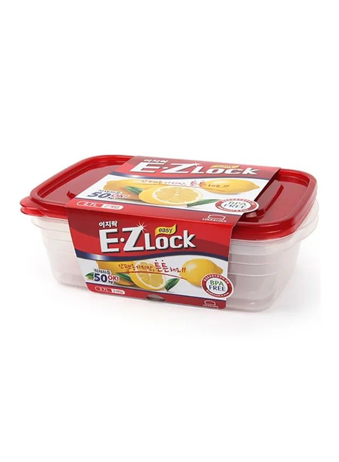 LOCK & LOCK LocknLock EzLock Rectangle Container Set - 2.7L (Set of 2), Clear Base, Stackable, Microwave-Safe - Image 2