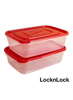 LOCK & LOCK LocknLock EzLock Rectangle Container Set - 2.7L (Set of 2), Clear Base, Stackable, Microwave-Safe  - Image 3