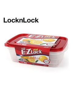 LOCK & LOCK LocknLock EzLock Rectangle Container Set - 2.7L (Set of 2), Clear Base, Stackable, Microwave-Safe  - Image 2