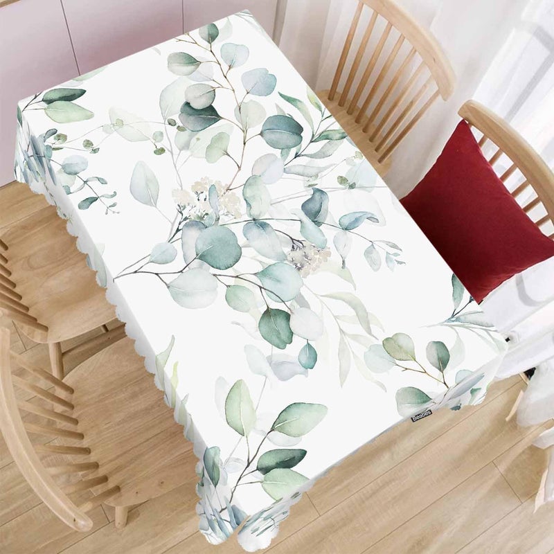 Beabes Leaves Green Kitchen Tablecloth Watercolor Floral Indoor Outdoor Table Cover Eucalyptus Leaves Table Cloths for Wedding Banquet Dinner Tablecloths 52x70 Inch46 Seats - Image 2