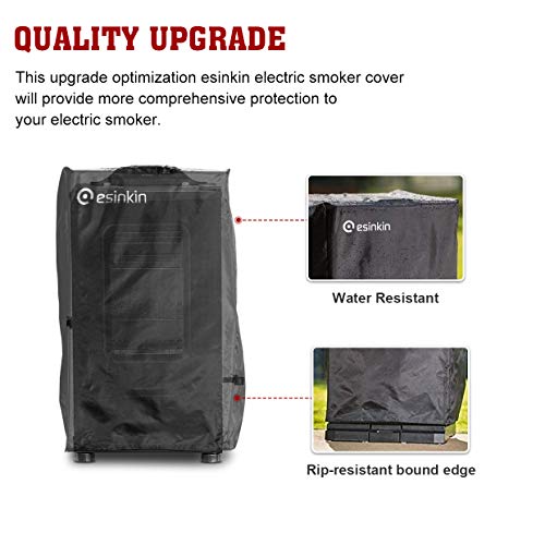 Esinkin 30-Inch Electric Smoker Cover for Masterbuilt Electric Smoker, Dust UV Durable Waterproof and Conveninet, Black - Image 3