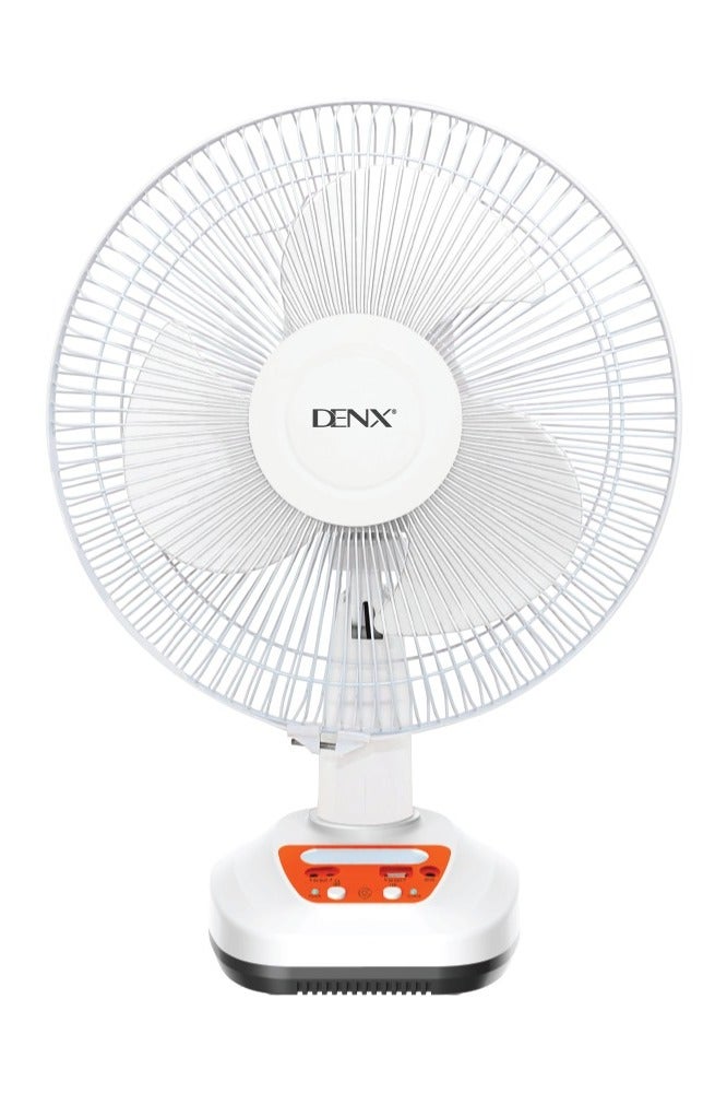 Denx 3-blade solar-powered electric table fan Equipped with 2 speeds, 12-inch electric desk fan - Image 1