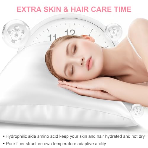 LYSHIN Silk Body Pillow Cover with Zipper, Mulberry Silk Pillow Cases Body Size, Ultra Smooth and Soft Breathable Cooling Silk Satin Body Pillowcase for Hair and Skin, Pure White (20x54 Inches, 1 Pack) - Image 3