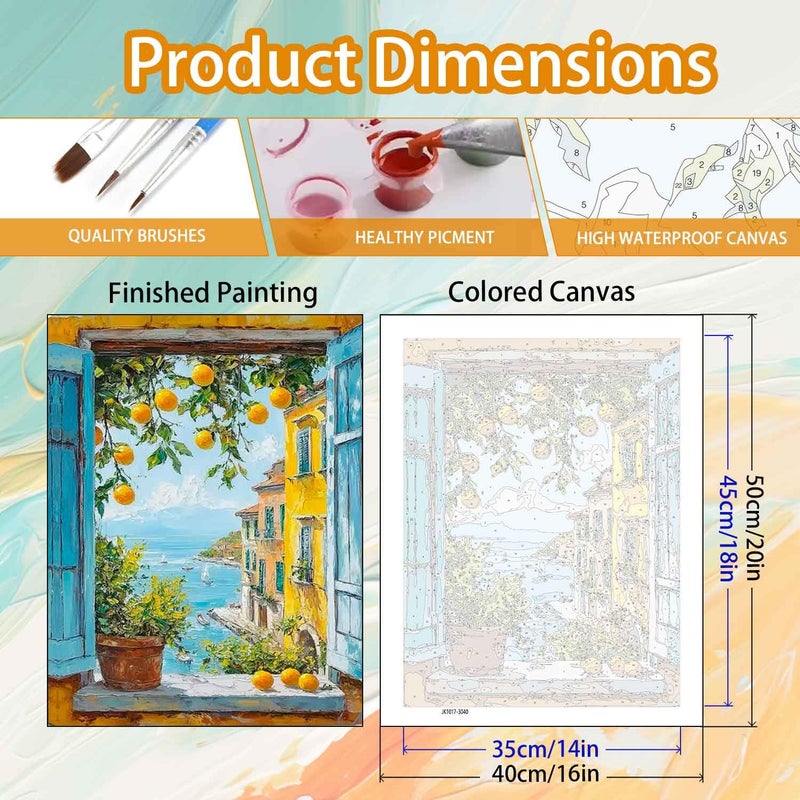 Yunruily Paint by Number Adult Lemon Tree-Adult Paint by Numbers,Paint by Numbers for Adults Canvas for Gifts Home Wall Decor(16x20inch) - Image 5
