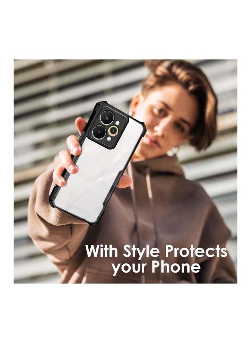 دبليو تيك غطاء ريلمي 15 برو 5G 2025 من السيليكون الهجين TPU مع حواف واقية مرتفعة للجهاز - شفاف/أسود - Image 3