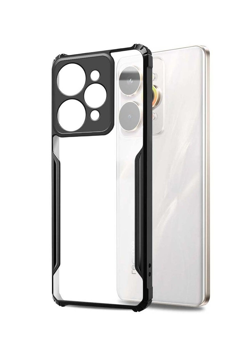 دبليو تيك غطاء ريلمي 15 برو 5G 2025 من السيليكون الهجين TPU مع حواف واقية مرتفعة للجهاز - شفاف/أسود - Image 4