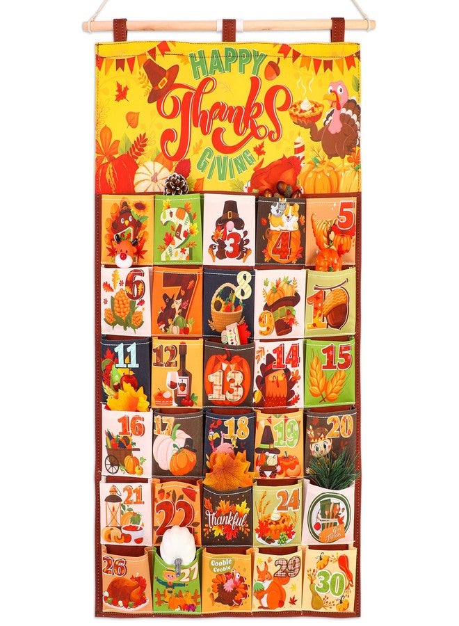هواف تقويم عيد الشكر من هاوف (العد التنازلي لعيد الشكر)، تقويم غامض لمدة 30 يومًا مع 30 جيبًا لتقديم هدايا الخريف، ديكور حائط لعيد الشكر - Image 1