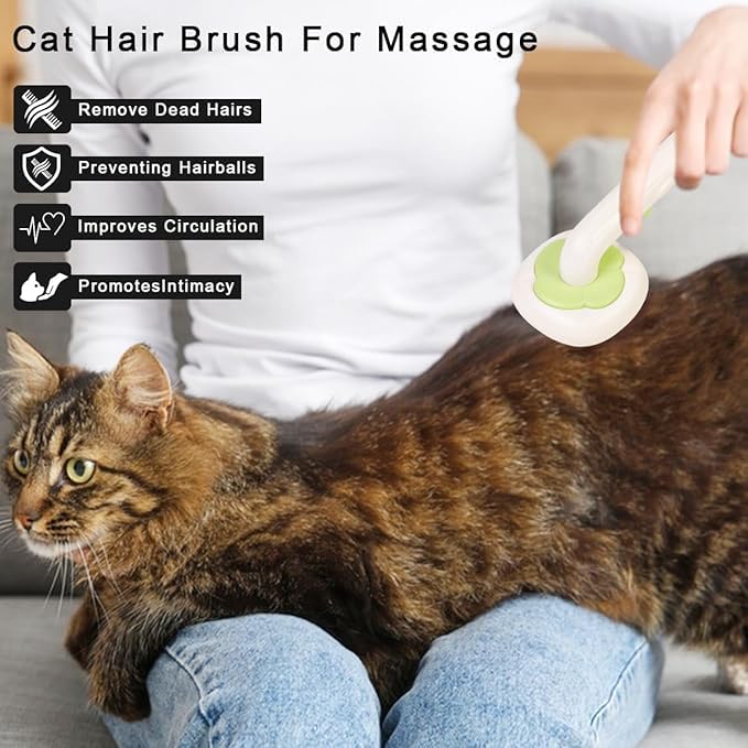 AMDROZ Pet Hair Brush, Cat Brush Self Cleaning Slicker Brush, Dog Brush for Shedding and Grooming, Pet Brush for Short and Long Haired Dogs Cats Rabbits, Removes Loose Undercoat & Tangled Hair. - Image 4