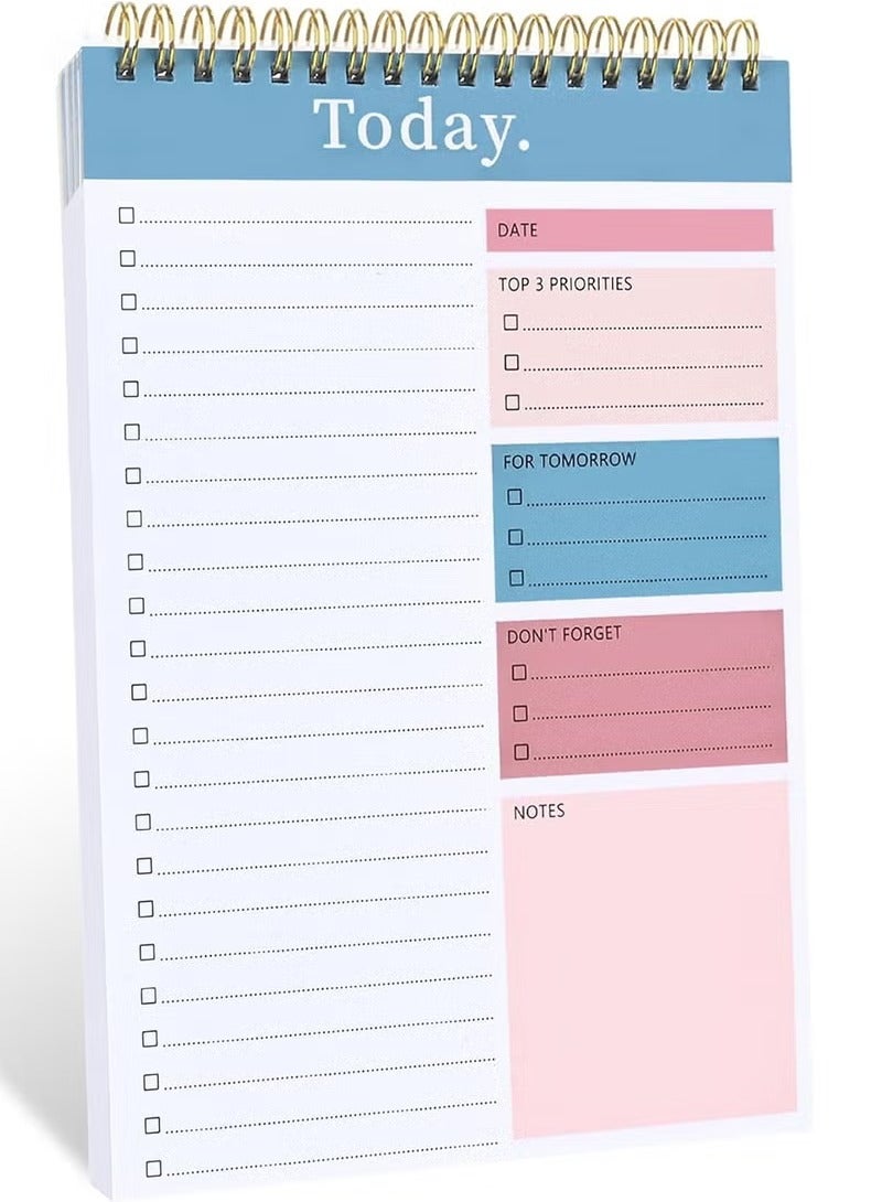 ELFSA To Do List Notepad, 52 Sheets To Do List Notebook for Work, Twin-ring Spiral Bindling Undated Daily Planner Perfect for Enhanced Productivity and Goal Achievement  - Image 1