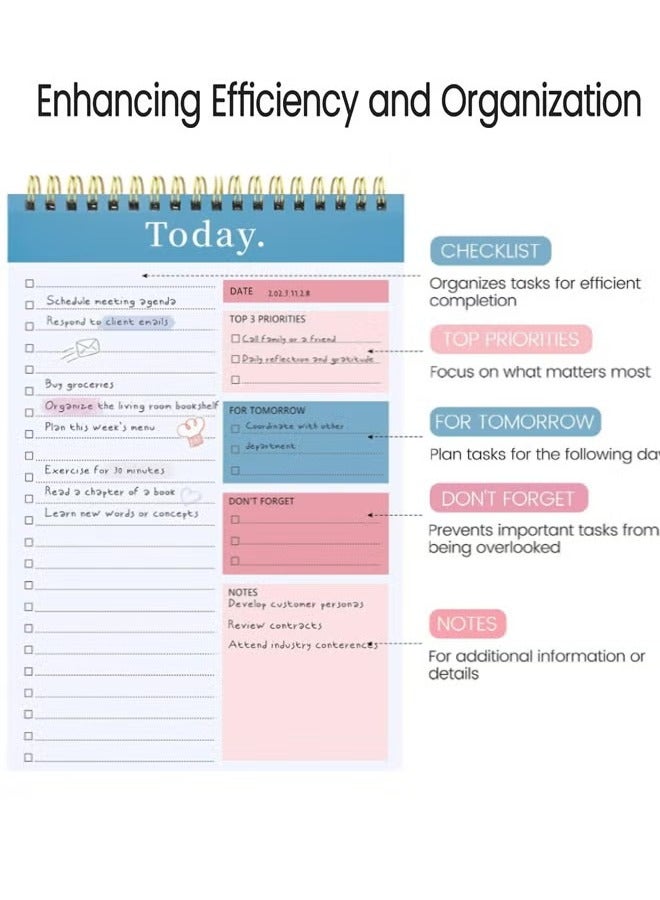 ELFSA To Do List Notepad, 52 Sheets To Do List Notebook for Work, Twin-ring Spiral Bindling Undated Daily Planner Perfect for Enhanced Productivity and Goal Achievement  - Image 2
