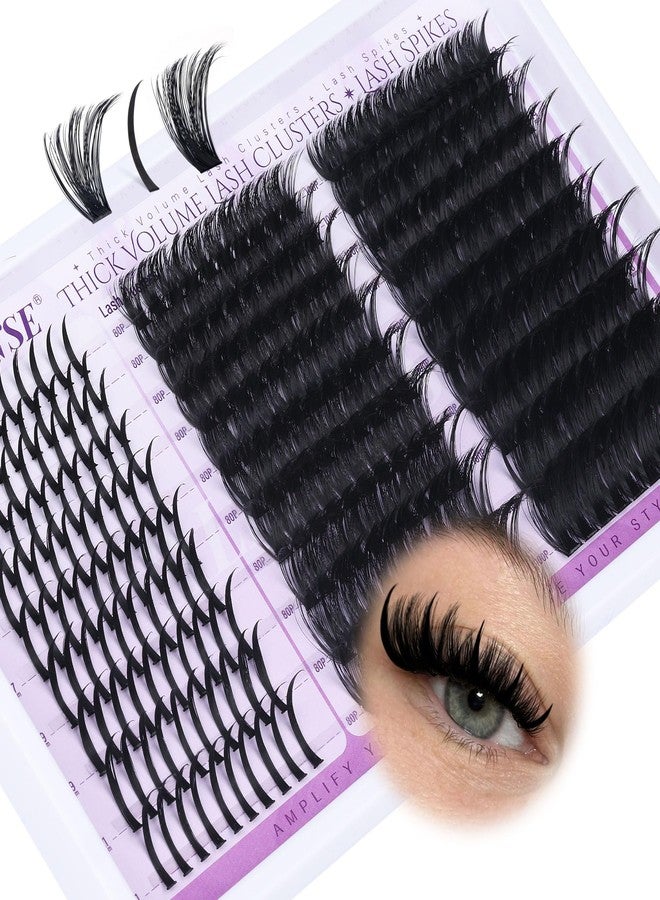 alphonse Spiky Lash Extension 80D+100D Cluster Eyelash Extensions with Lash Spikes Lash Clusters Wispy Eyelashes Clusters Fluffier Individual Lashes Clusters by ALPHONSE (300pcs) - Image 1